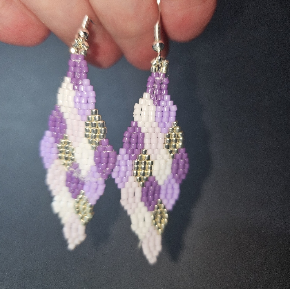 Handmade Beaded Quilt Design Earrings- Vanessa